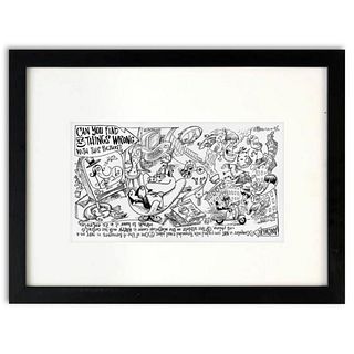 Bizarro, "Find What's Wrong" is a Framed Original Pen & Ink Drawing by Dan Piraro, Hand Signed with Letter of Authenticity.