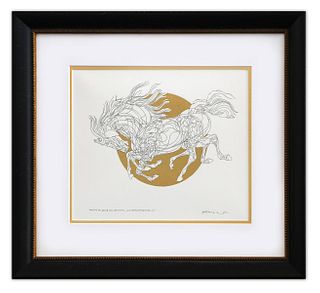 Guillaume Azoulay- Original pen and ink with hand laid gold leaf "Sketch CD"
