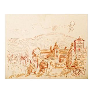 Wayne Ensrud "Gevrey Chambertin, Burgundy" Pencil Original Artwork; Hand Signed; COA