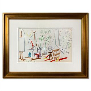After Pablo Picasso (1881-1973), "Carnet de Californie 15.11.55-I" Framed Lithograph on Paper, with Letter of Authenticity.