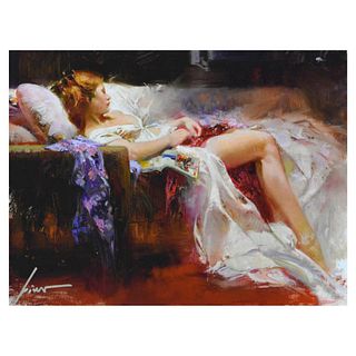 Pino (1939-2010), "Sweet Repose" Limited Edition Giclee on Canvas, Numbered and Hand Signed with Certificate of Authenticity.