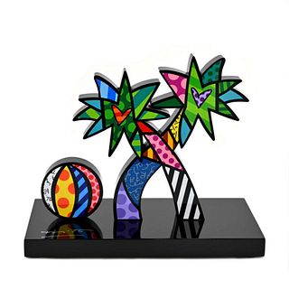 Britto "Palm Tree & Beach Ball" Hand Signed Limited Edition Sculpture; Authenticated.
