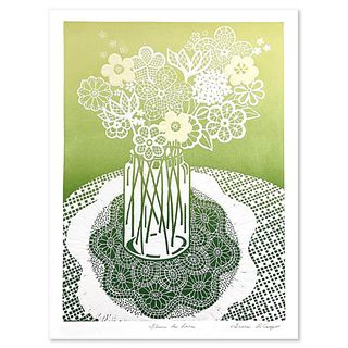 Grace D'Esopo, "Fleur de Lace" Limited Edition Embossed Lithograph, Numbered and Hand Signed with Letter of Authenticity.