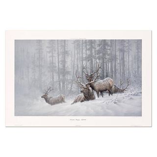 Larry Fanning, "Mountain Majesty (Bull Elk, NRA Edition)" Hand Signed Limited Edition Lithograph with letter of authenticity.