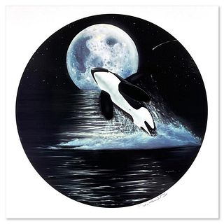 Wyland, "Orca Moon" Limited Edition Mixed Media, Numbered and Hand Signed with Certificate of Authenticity