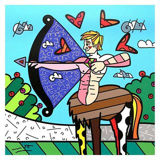 Britto, "Sagittarius White" Hand Signed Limited Edition Giclee on Canvas; Authenticated.
