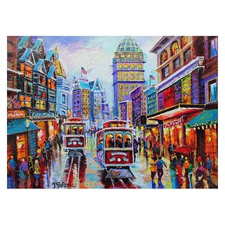 Yana Rafael, "Downtown San Fran" Hand Signed Original Painting on Canvas with COA.