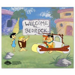 Fred's New Car Limited Edition Sericel from the Popular Animated Series The Flintstones with Certificate of Authenticity.