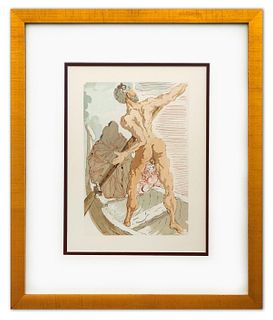 Salvador Dali- Original Color Woodcut on B.F.K. Rives Paper "Inferno 3"