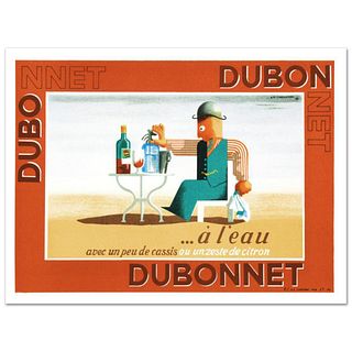 RE Society, "Dubonnet.A Leau" Hand Pulled Lithograph, Image Originally by A.M. Cassandra. Includes Letter of Authenticity.