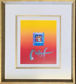PETER MAX- Acrylic on paper with drawing on verso "Liberty"