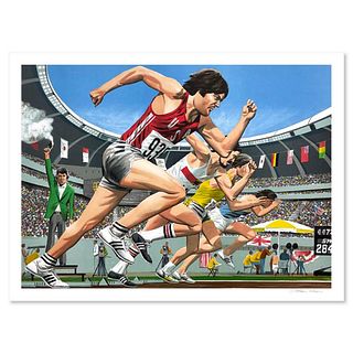 William Nelson, "Bruce Jenner 100 M Dash" Limited Edition Lithograph from an AP Edition, Hand Signed with Letter of Authenticity