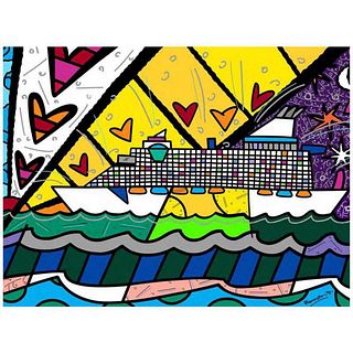 Britto, "Happy Happy Times" Hand Signed Limited Edition Giclee on Canvas; Authenticated.
