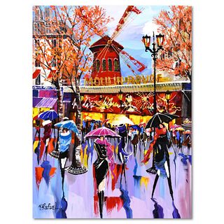 Yana Rafael, "Autumn at the Moulin Rouge" Original Acrylic Painting on Canvas (30" x 40"), Hand Signed with Letter of Authenticity.