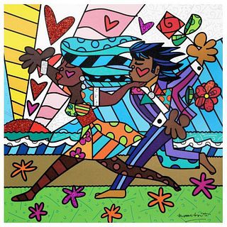 Britto, "Amore Mio" Hand Signed Limited Edition Giclee on Canvas; Authenticated