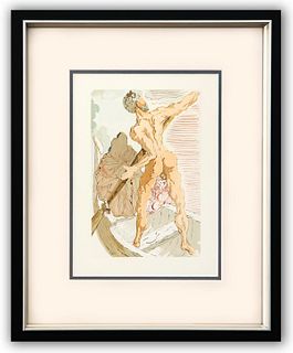 Salvador Dali- Original Color Woodcut on B.F.K. Rives Paper "Inferno 3"