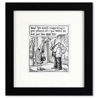 Bizarro, "Brad Pitt Lookalike" is a Framed Original Pen & Ink Drawing by Dan Piraro, Hand Signed with Letter of Authenticity.