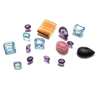 Lote de gemas sin montar ágata, amatistas, topacios y calcedonias distintas tallas y calidades. ~53.0 ct.