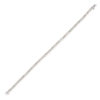 A 6.05 CARAT DIAMOND LINE BRACELET in 18ct white gold, set with a row of fifty seven round brilli...