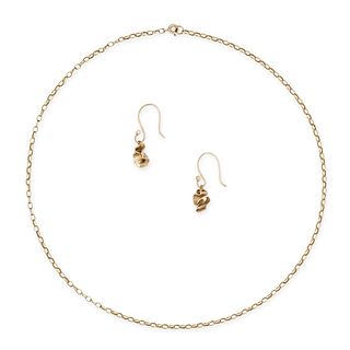 NO RESERVE - A COLLECTION OF GOLD JEWELLERY in 9ct yellow gold, comprising a pair of abstract dro...
