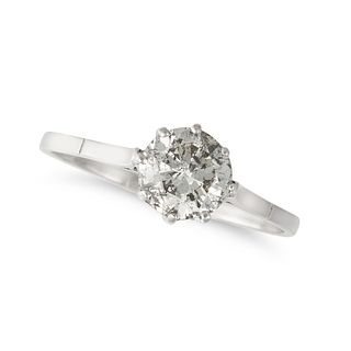A SOLITAIRE DIAMOND RING in platinum, set with a round brilliant cut diamond of approximately 1.3...