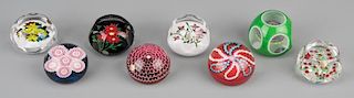 8 St. Louis France Paperweights, incl Faceted