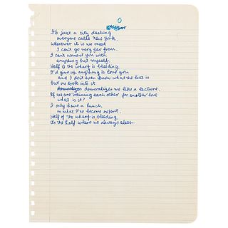 Leonard Cohen Handwritten Poetry Manuscript