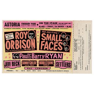 Roy Orbison and Jeff Beck 1967 Astoria Theatre Handbill