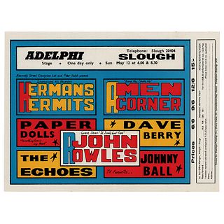 Herman&#39;s Hermits 1968 Adelphi Theatre (Slough) Handbill