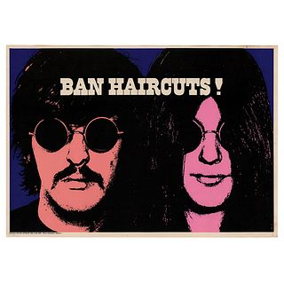 Fleer 1968 &#39;Ban Haircuts&#39; Electric Blacklight Poster