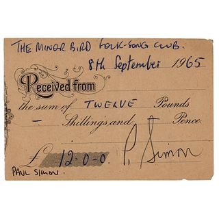 Paul Simon Signed Receipt (1965)