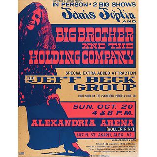 Janis Joplin and Big Brother and the Holding Company with Jeff Beck Group 1968 Alexandria Concert Poster (Beeghly)