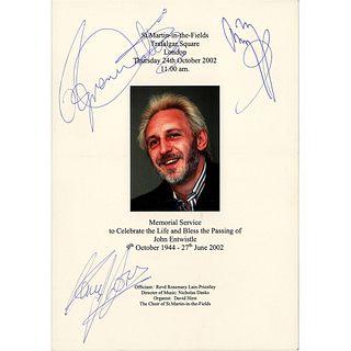 Jimmy Page, Roger Daltrey, and Kenney Jones Signed Program for the Memorial Service of John Entwistle