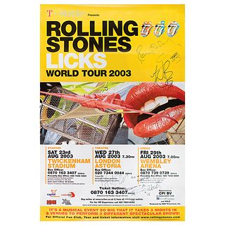 Rolling Stones Signed 2003 Licks World Tour London Concert Poster