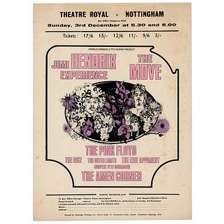 Jimi Hendrix Experience and Pink Floyd 1967 Theatre Royal (Nottingham) Handbill and Ticket Stub