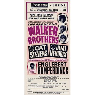 Jimi Hendrix Experience 1967 Odeon Theatre (Leeds) Handbill and Concert Ticket Stub