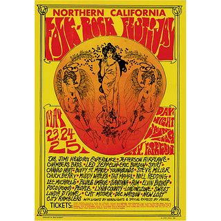 Jimi Hendrix and Led Zeppelin: 1969 Annual Northern California Folk-Rock Festival Poster