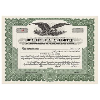 Beatles 1964 Stock Certificate