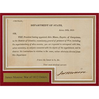 James Monroe Circular Letter Signed as Secretary of State