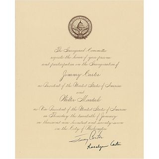 Jimmy and Rosalynn Carter Signed Presidential Inauguration Invitation