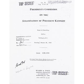 Gerald Ford and Malcolm Perry Signed Warren Commission Report