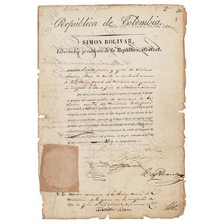 Simon Bolivar Document Signed