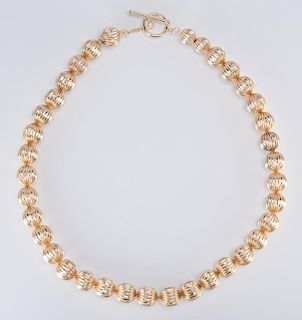14K Bead Necklace, 17-1/2" L