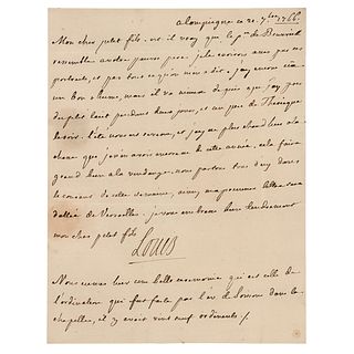 King Louis XV Autograph Letter Signed to His Grandson