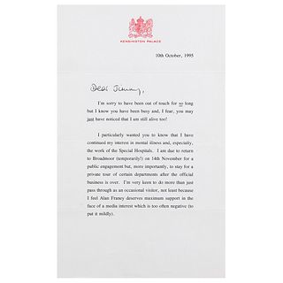 Princess Diana Typed Letter Signed to Jimmy Savile