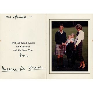 Princess Diana and King Charles III Signed Christmas Card (1985)