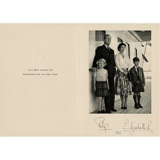 Queen Elizabeth II and Prince Philip Signed Christmas Card (1956)