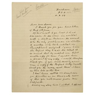 Mohandas Gandhi Autograph Letter Signed (1894) on Theosophy