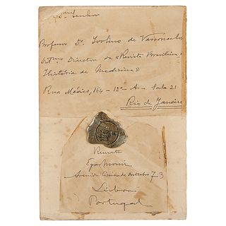 Antonio Egas Moniz Handwritten Notes and Signed Envelope