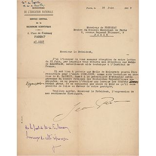 Jean Perrin Typed Letter Signed